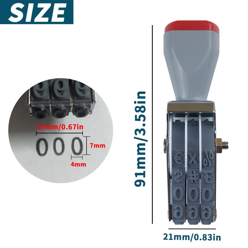 SUUJI 3 Digit Number Stamp SUUJI Adjustable Digit Rubber Changeable Number Stamp Numerical Stamp Multi- Functional Creative Price Tag Stamp Rotating Number Stamp Symbol Business Stamp - Image 2